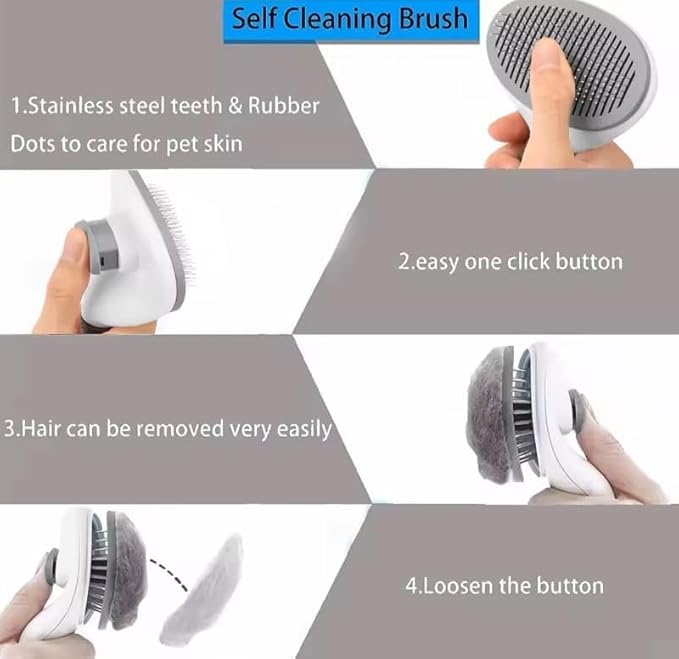 Brush Cat and Dog for shedding Gromming Cat brushes for indoor Cats Dog slickers cat fur brush cat comb with Release Button Dog Gromming Brush pet brush for semi short to semi long,, 7.84