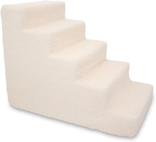 Best Pet Supplies Dog Stairs for Small Dogs & Cats, Foam Pet Steps Portable Ramp for Couch Sofa and High Bed Non-Slip Balanced Indoor Step Support, Paw Safe No Assembly - Lambswool, 5-Step