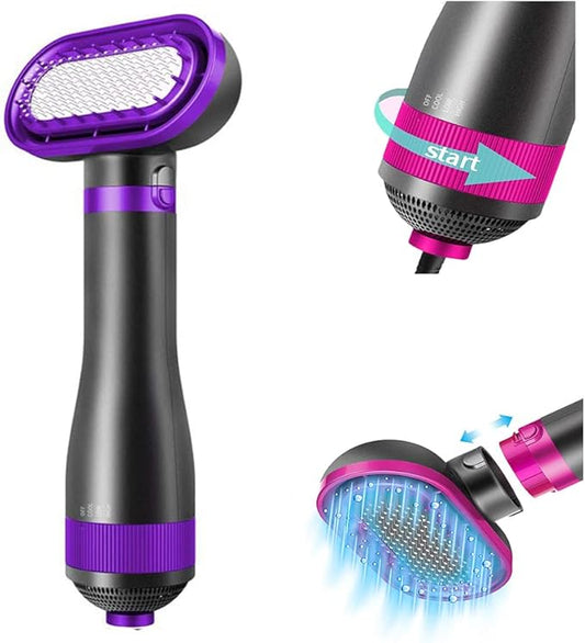 Pet Hair Dryer, 2-in-1 Dog Hair Blower with Brush, 3-Modes Blow Professional Home Grooming Drying for Small Large Cat Puppy Purple