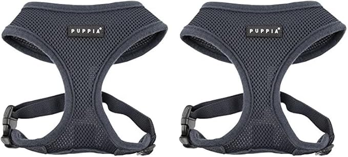 Authentic Puppia Soft Harness, Grey, X-Small (Pack of 2)