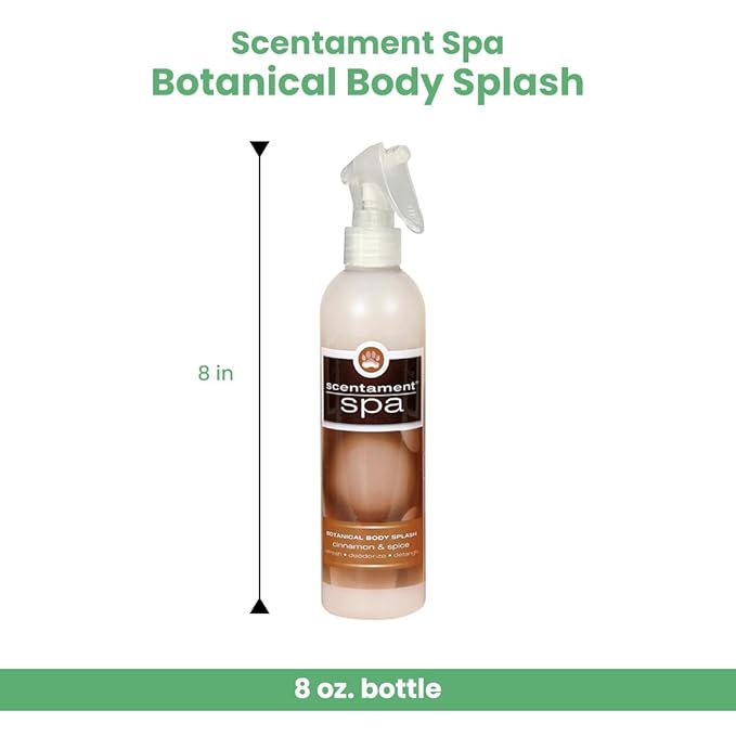Best Shot Scentament Spa Botanical Body Splash, Body Spray Conditioner for Pets, Cat and Dog Cologne Spray, Alcohol-Free, Ready To Use, Cinnamon Spice, 8 Oz.