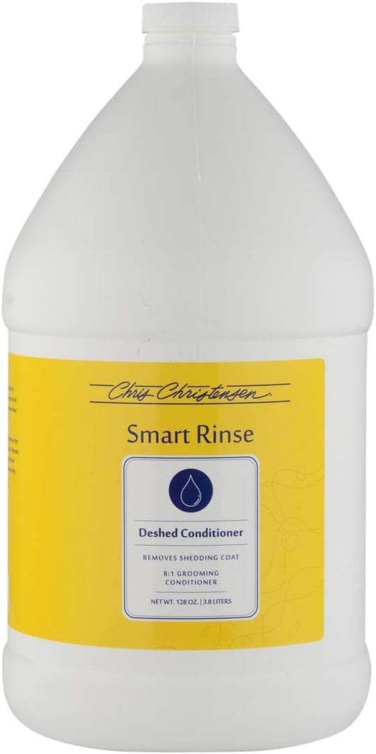 Chris Christensen SmartRinse De-Shed Ultra Concentrated Pet Conditioner, Makes up to 8 Bottles, Groom Like a Professional, Deep Moisturizing, Helps Relieve Matting, Reduce Shedding, Made in USA, 1 gal