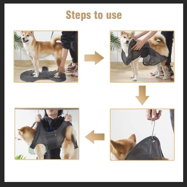 Pet Grooming Hammock for Dogs & Cats with Nail Clippers/Nail Trimmers/Scissors/Toothbrush, Dog Grooming Harness for Nail Trimming Pet Home Grooming Assistant 14-Piece Set (S)