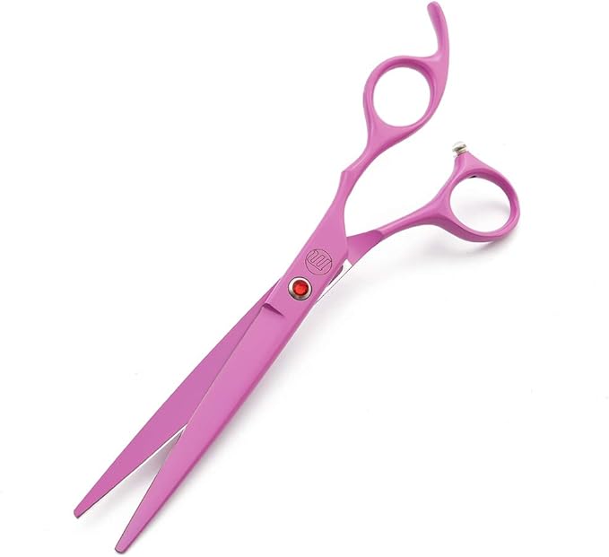 Moontay Professional 7.0" Dog Grooming Scissors Set, 4-pieces Straight, Upward Curved, Downward Curved, Thinning/Blending Shears for Dog, Cat and Pets, JP Stainless Steel, Pink
