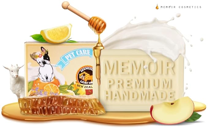 Memoir Pubble Soap – Natural Pet Shampoo Bar for Irritated, Itchy, Dry & Sensitive Skin | Manuka Honey & Goat Milk from New Zealand | Great for Puppy, Kitten and Small Animals | 4.5oz | Dogs & Cats