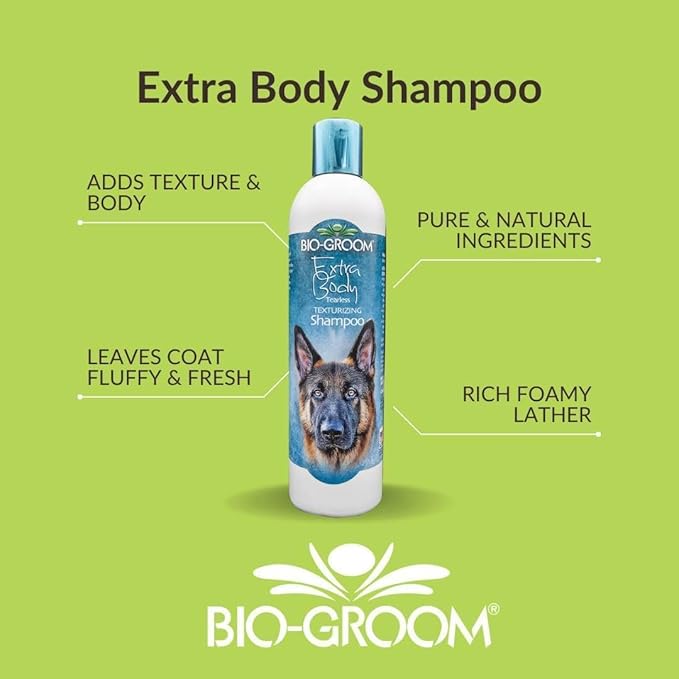 Bio-Groom Extra Body Texturizing Dog Shampoo - Tearless Puppy Shampoo, Dog Bathing Supplies, Cruelty-Free, Cat & Dog Grooming Supplies, Made in USA, Tear-Free Dog Products - 12 fl oz 1-Pack