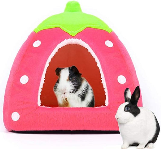 Spring Fever Hamster Guinea Pig Rabbit Dog Cat Chinchilla Hedgehog Bird Small Animal Pet Bed House Hideout Cage Accessorie C Pink L (16.9 * 16.9 inch)
