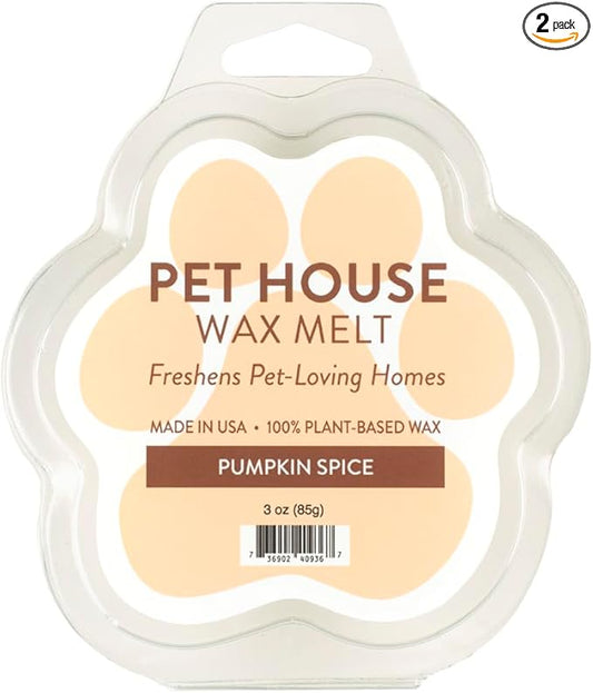 One Fur All Pet House Wax Melts - Pumpkin Spice Pack of 2 - Pet Odor Eliminating Wax Melts - Long-Lasting Scented Wax Melts - Pet-Friendly Wax Melts - Natural Wax Melts