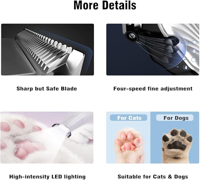 Grooming Kit and Paw Trimmer for Cat Dog 2 in 1 Cordless Hair Clippers for Matted Hair Cats Dogs Quiet Shaver for Thick Hair Pets Horse Animals