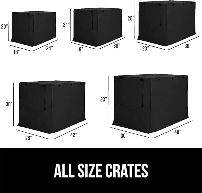 Gorilla Grip Dog Crate Covers Compatible with Amazon Basics Dog Crates, All Sides Open, Privacy Cover Fits 42" Wire Kennel, Breathable Mesh Windows, Light Reducing Puppy Training Cage Topper, Black