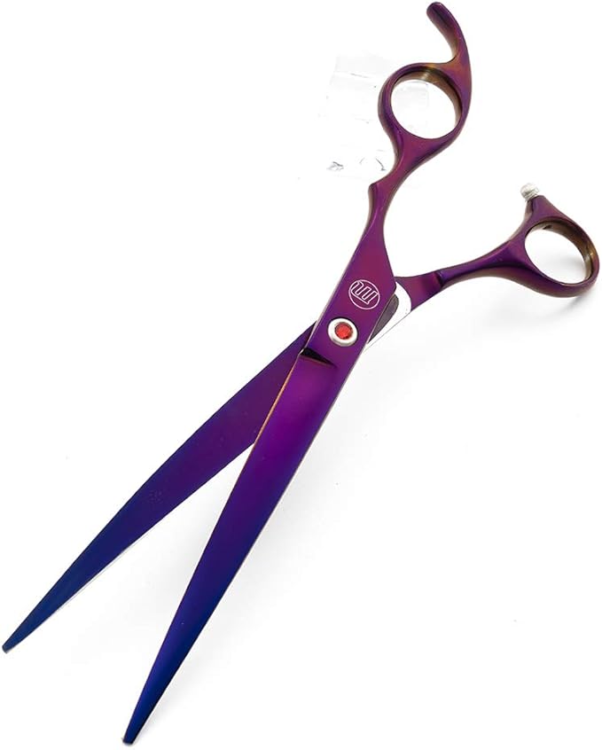 Moontay Professional 8.0" Dog Grooming Scissors Set, 4-pieces Straight, Upward Curved, Downward Curved, Thinning/Blending Shears for Dog, Cat and Pets, JP Stainless Steel, Purple