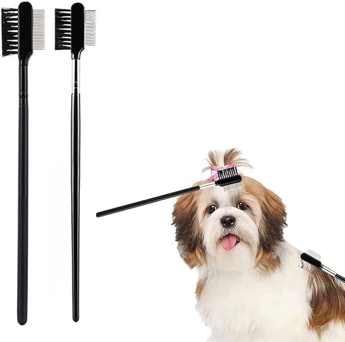 Black Dog Combs Head Brush Cleaning Tear Stain Remover Kitten Puppy Pet Eye Comb Pet Products for Small Cat Dog Double-Sided,Dematting Tools
