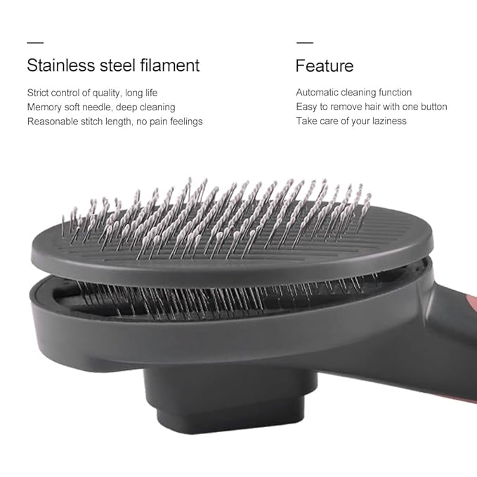 AULEODOR Self-Cleaning Grooming Brush for Dogs Cats Rabbits Pet Brush for Massage Shedding Fur Comb for Long & Short Haired Deshedding Tool Removes Loose Undercoat Mats Tangled Hair(Green)