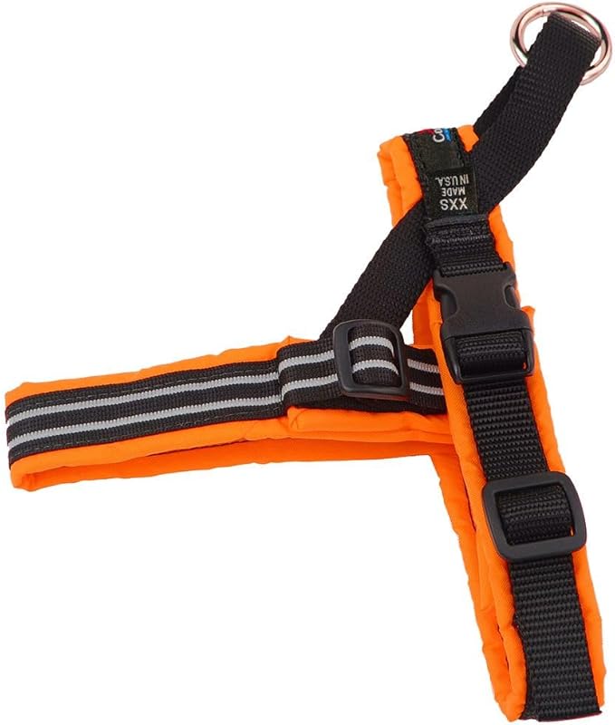 ComfortFlex Sport Harness - American Made No Pull Teacup Dog Harness - Lightweight, Padded, Reflective No Rub Harness for Walking, Running and Control - Petite, Hunter Orange