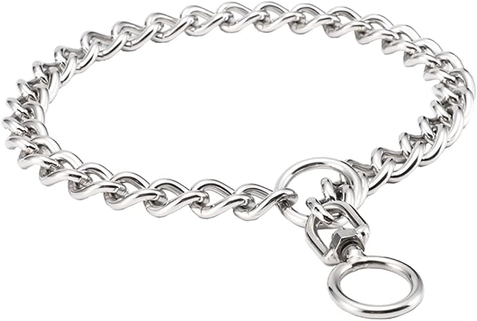 SGODA Chain Dog Training Choke Collar with Swivel, Stainless Steel, 26in, 4.0mm