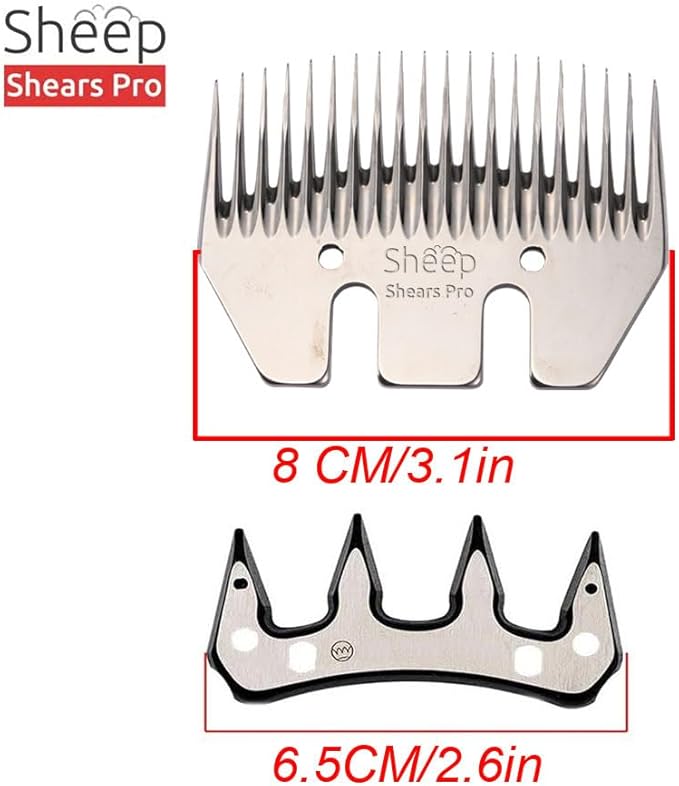 Clipper Blades 20 Tooth Straight Blade Replacement Universal Show Goats Cutter Blades Set with 2 x Sheep Clipper Oil Lubricant Bottles 6.8 Fl OZ (200ml)