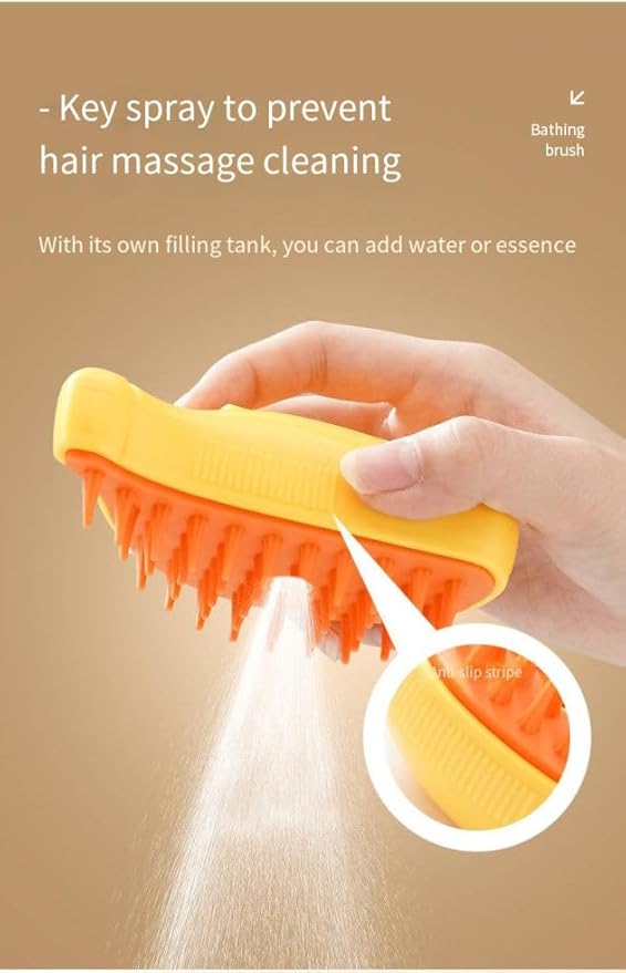 Pet Steam Brush Shower + FREE Laundry Lint Catcher(Pack of 2), Silicone Massage Steam Brush 3in1, Self-Cleaning Comb Steam Dog and Cat Steam Brush For Shedding, One Click Spray, Anti Flying Hair