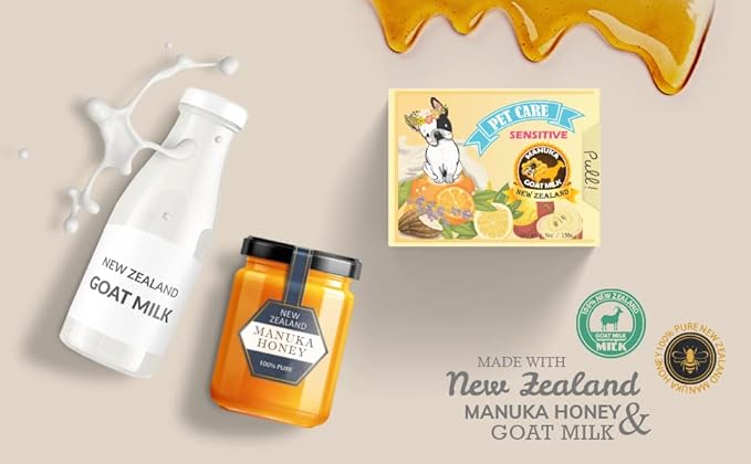 Memoir Pubble Soap – Natural Pet Shampoo Bar for Irritated, Itchy, Dry & Sensitive Skin | Manuka Honey & Goat Milk from New Zealand | Great for Puppy, Kitten and Small Animals | 4.5oz | Dogs & Cats