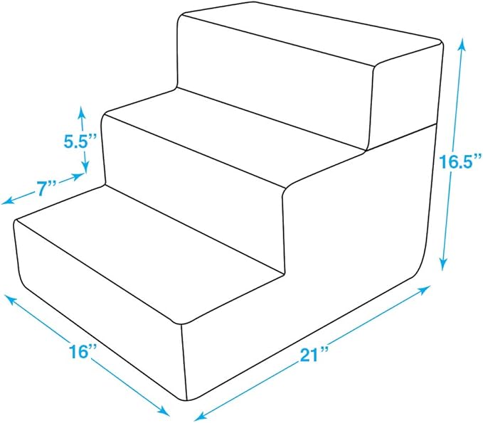 Best Pet Supplies Portable Foldable Foam Pet Stairs/Steps for Couch, Sofa, and High Bed, Non-Slip Bottom Balanced Paw Safe - Pale Teal, Foldable 3-Step (H: 16.5")
