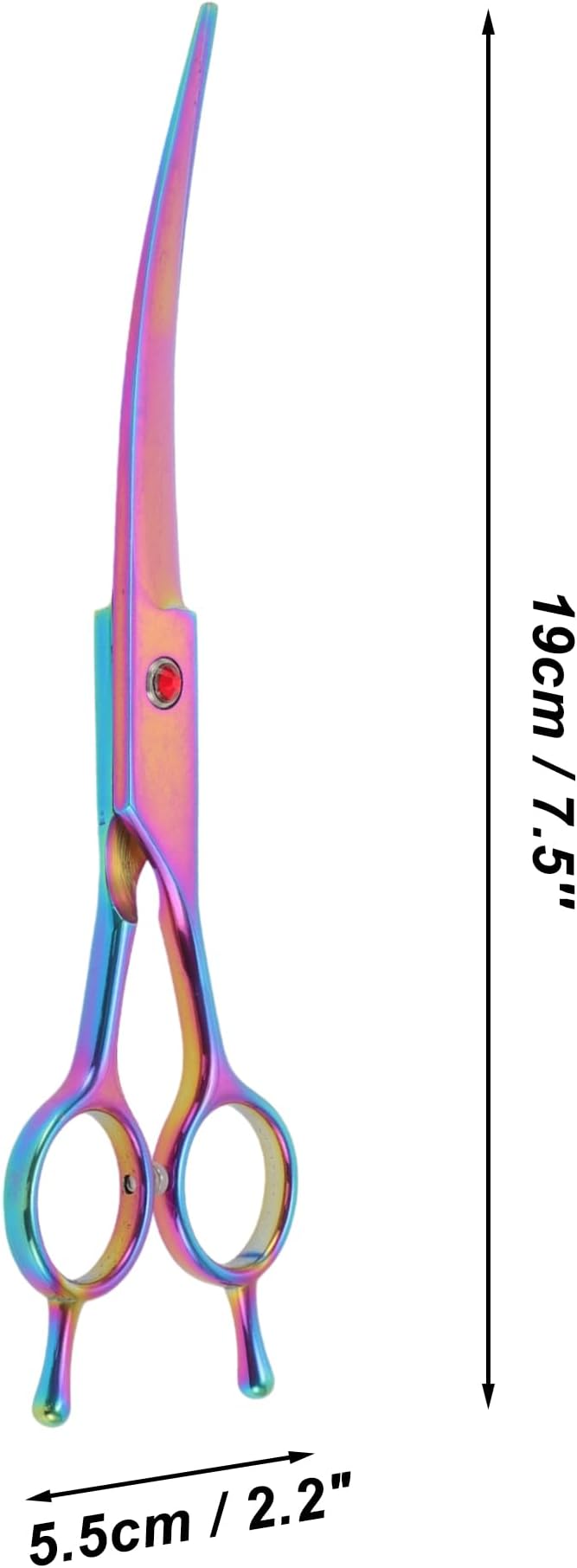 Dog Grooming Scissors, with Ergonomic Handle, Pill Popper for Cats, Upper Bend Shears, Stainless Steel Curved Shears for Dogs, Assorted Color, 7.5"