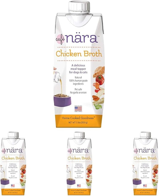 Café Nara Chicken Broth Meal Topper for Dogs and Cats - 1.1 lbs. (Pack of 4)