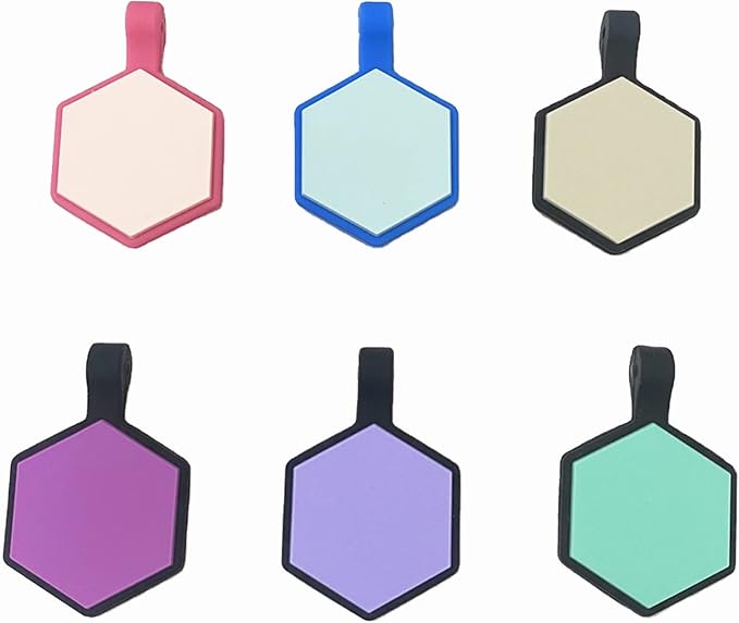 6 Pack Original Silent Hexagon Shape Silicone Pet Tag,Modifiable ID Dog Tags,with Double Blank Sides to Engrave,6 Lovely Colors in One Set