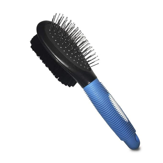 BV Pet Grooming Bristle and Pin Comb Brush, Black and Blue, For all breeds and coat types, Removing Shedding Hair, Brush for Dogs and Cats