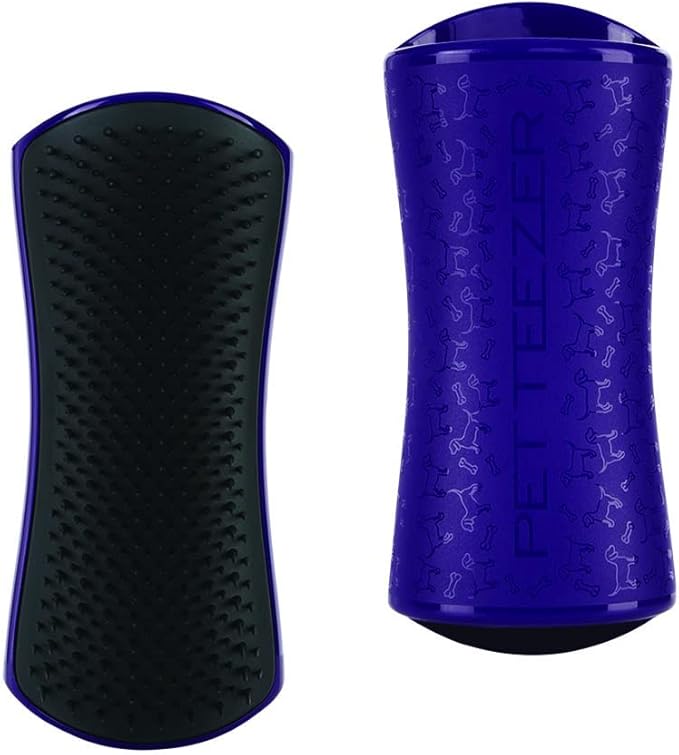 Pet Teezer by Tangle Teezer De-Shedding Dog Grooming Brush, Dry Brush or Dog Bath Brush for Wet or Dry Fur, Large, Purple & Gray