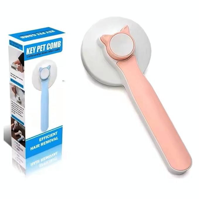 Cat & Dog Grooming Brush, Pink - Self-Cleaning Slicker Brush with Massage Particles, Removes Loose Undercoat, Ergonomic Handle