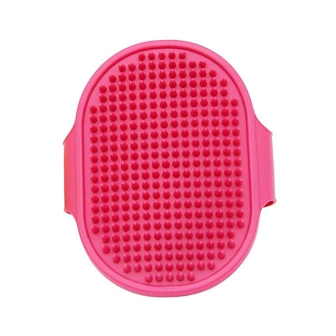 4 Pcs Dog Bath Brush, Pet Bath Comb Brush Soothing Massage Rubber Comb 4pcs with Adjustable Ring Handle for Long Short Haired Dogs and Cats (blue rose green black), Pink,Green,Blue,Black