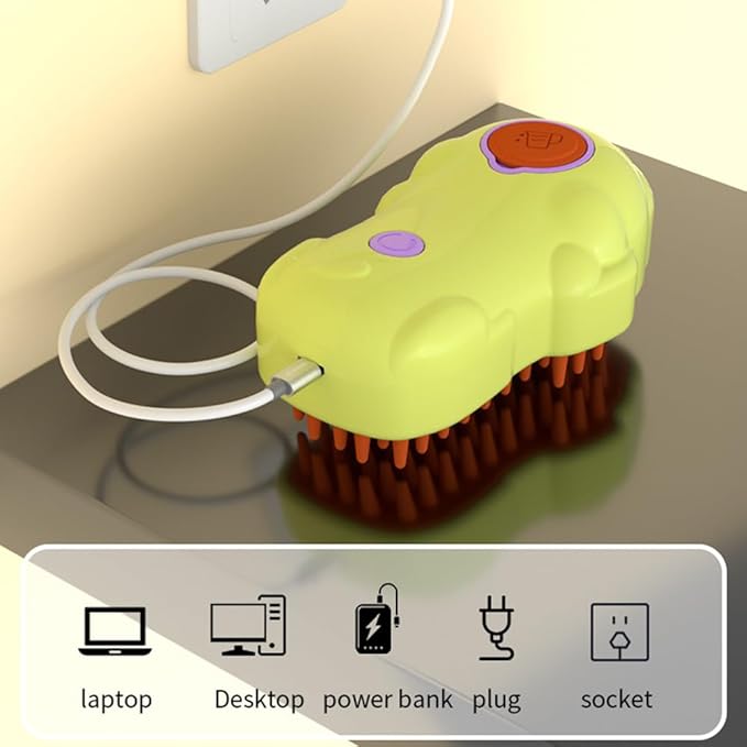 Cat Steam Brush, 3 in 1 Multifunction Steamy Spray Cleaning Shedding Comb, Dog Removal Grooming Brush (2PCS White)