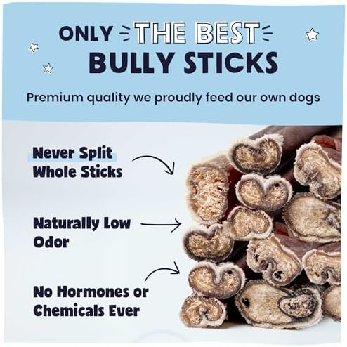 Pawstruck Premium 5-8" Bully Sticks for Dogs, 1 lb Bag - 100% Digestible Natural Beef Low Odor Long Lasting Chew for Medium Large Dogs - Single Ingredient Rawhide Free Treat Enrichment