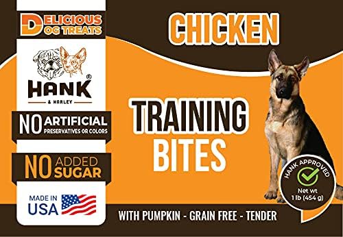 Hank & Harley Training Bites, Chicken 1lb - USA Lean Protein Soft Dog Treats with Pumpkin. 100% Natural & NO Flour, fillers or Added Sugar. Ideal for finicky Pets
