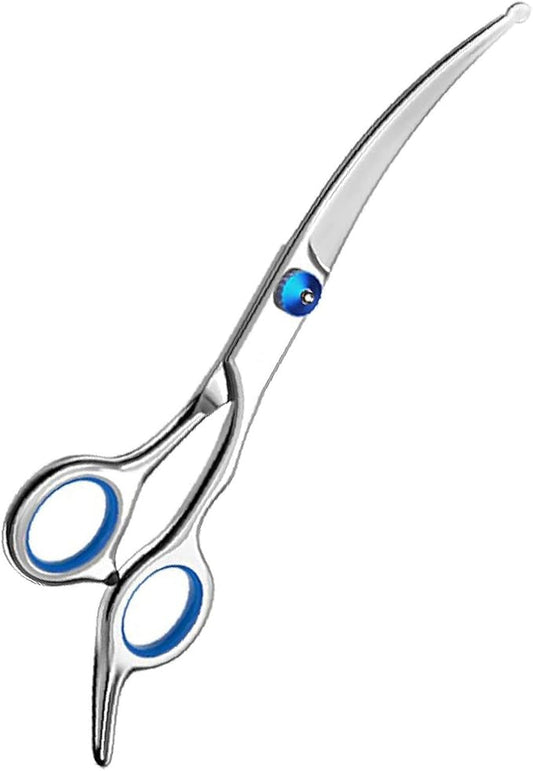 Curved Dog Grooming Scissors,Pet Hair Scissors with Safety Round Tips, Heavy Duty Titanium Stainless Steel, Professional Dogs Cats Pets Grooming Shears