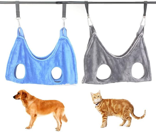 Pet Grooming Hammock Dogs Cats Clipping Sling Hanging Harness for Ear Care Kit Nail Trimming Bag,Pack of 2 (L)