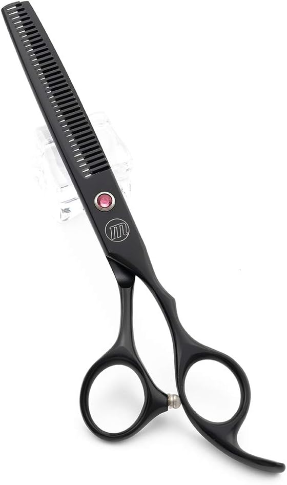 Moontay Professional 7.0" Dog Grooming Scissors Set, 4-pieces Straight, Upward Curved, Downward Curved, Thinning/Blending Shears for Dog, Cat and Pets, JP Stainless Steel, Black