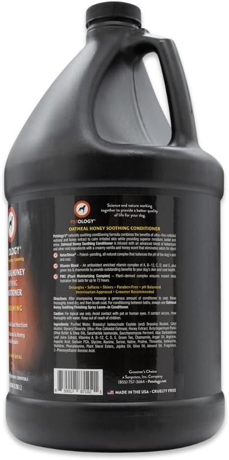 Oatmeal Honey Soothing Dog Conditioner, Gallon - Colloidal Oatmeal and Honey Infused, Eliminates Pet Odors, Moisturizes Dry Itchy Skin, Bulk Refill Size 128 oz