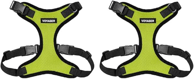Voyager Step-in Lock Pet Harness - All Weather Mesh, Adjustable Step in Harness for Cats and Dogs by Best Pet Supplies - Lime Green/Black Trim, XL (Pack of 2)