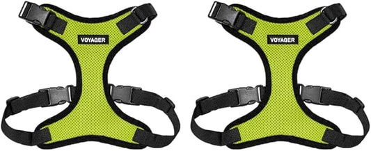 Voyager Step-in Lock Pet Harness - All Weather Mesh, Adjustable Step in Harness for Cats and Dogs by Best Pet Supplies - Lime Green/Black Trim, XL (Pack of 2)