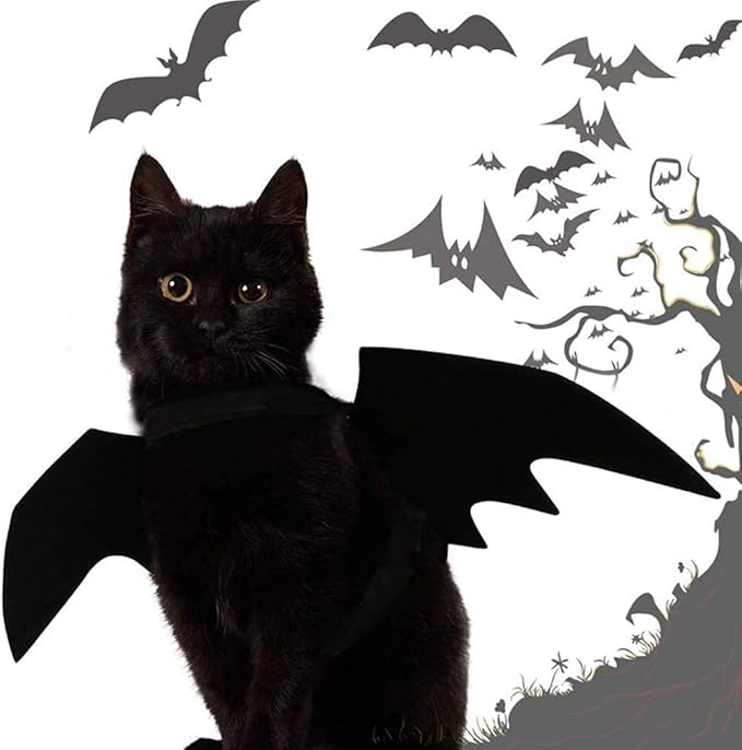 ISMARTEN Bat Wings Costume, Small, Black Felt, for Dogs & Cats, Halloween Pet Apparel