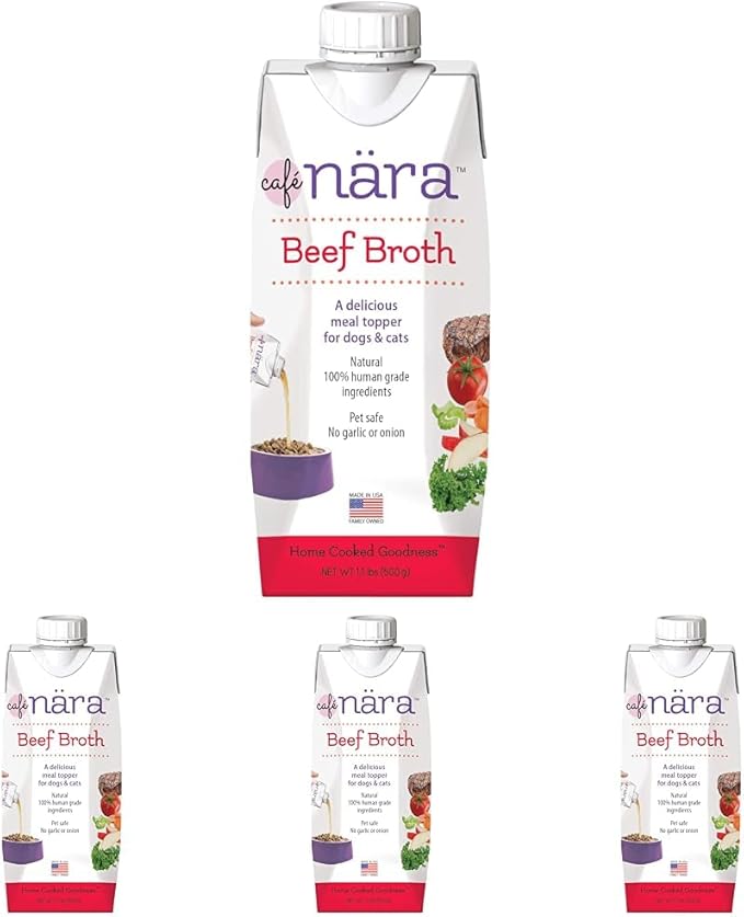 Café Nara Beef Broth Meal Topper for Dogs and Cats - 1.1 lbs. (Pack of 4)