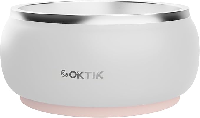 COKTIK Dog Bowl, Insulated Stainless Steel Food Bowls for Dogs & Cats, Non-Slip Dog Bowls Water Bowl Large Breed, Easy to Clean, Durable and Dishwasher Safe (64oz, White)