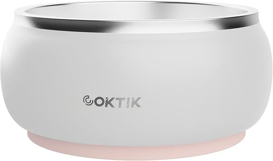 COKTIK Dog Bowl, Insulated Stainless Steel Food Bowls for Dogs & Cats, Non-Slip Dog Bowls Water Bowl Large Breed, Easy to Clean, Durable and Dishwasher Safe (64oz, White)