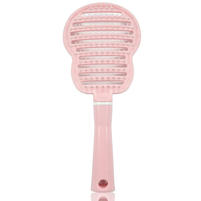 Pet Curved Vented Detangling Brush, Eco-Friendly Pin Brush for Dogs and Cats | Ergonomic Handle Pet Comb for Wet or Dry Hair, Gentle Grooming Tool for Pets, Pink