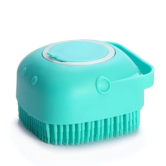 BLMHTWO Pet Grooming Brush, Dog Cat Bath Scrubber with Silicone Loop Handle, Creates Bubbles, Massages Skin, Saves Shampoo, for Long Short Haired Dogs and Cats