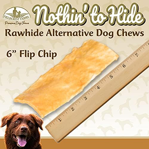 Fieldcrest Farms Nothin to Hide Flip Chips Dog Chews - All Natural Rawhide Alternative Treats for Dogs, Chicken, Beef or Peanut Butter Flavor Snack for All Breed Dogs - 3 Pack (Peanut Butter)