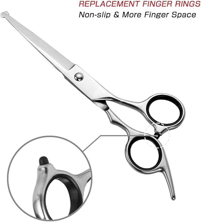 Chibuy Dog Grooming Scissors with Safety Round Tips, 4CR Stainless Steel Heavy-duty titanium coated Professional Pet Grooming Scissors for Dogs, Cats and furry Animals