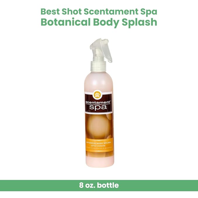 Best Shot Scentament Spa Botanical Body Splash, Body Spray Conditioner for Pets, Cat and Dog Cologne Spray, Alcohol-Free, Ready-to-Use Detangler Spray, Pina Colada, 8 Oz.