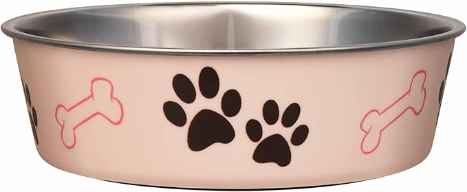 Loving Pets Bella Dog Bowls- Stainless Steel Dog & Cat Bowls - Spill Proof Dog Food Bowl, Cat Bowl, Puppy Essentials & Pet Supplies Great for Home & Travel (Medium 20-25 lbs, Paparazzi Pink)