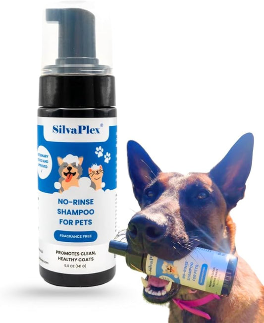 No Rinse Deodorizing Dry Pet Shampoo Plus Conditioner Foam for Dogs and Cats, Waterless Cleanse Enhanced with AG21 Chitosan-Silver Natural Coat Refresh, 5 Oz